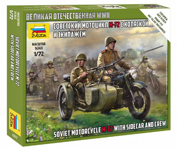 Soviet M-72 Sidecar Motorcycle w-Crew (Zvezda 1:72)