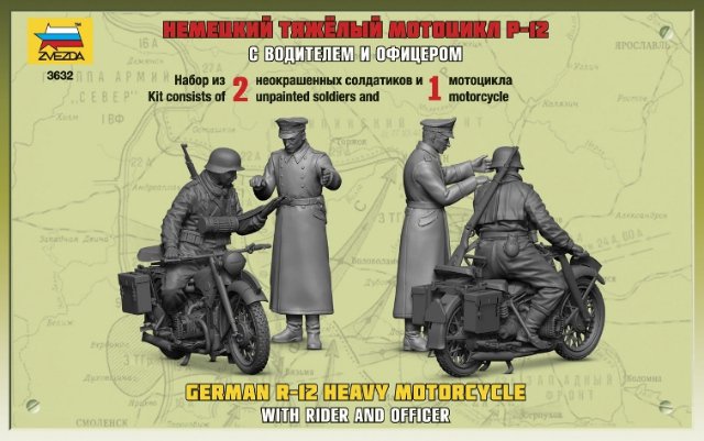 German R-12 Heavy Motorcycle with Rider (Zvezda 1:35)