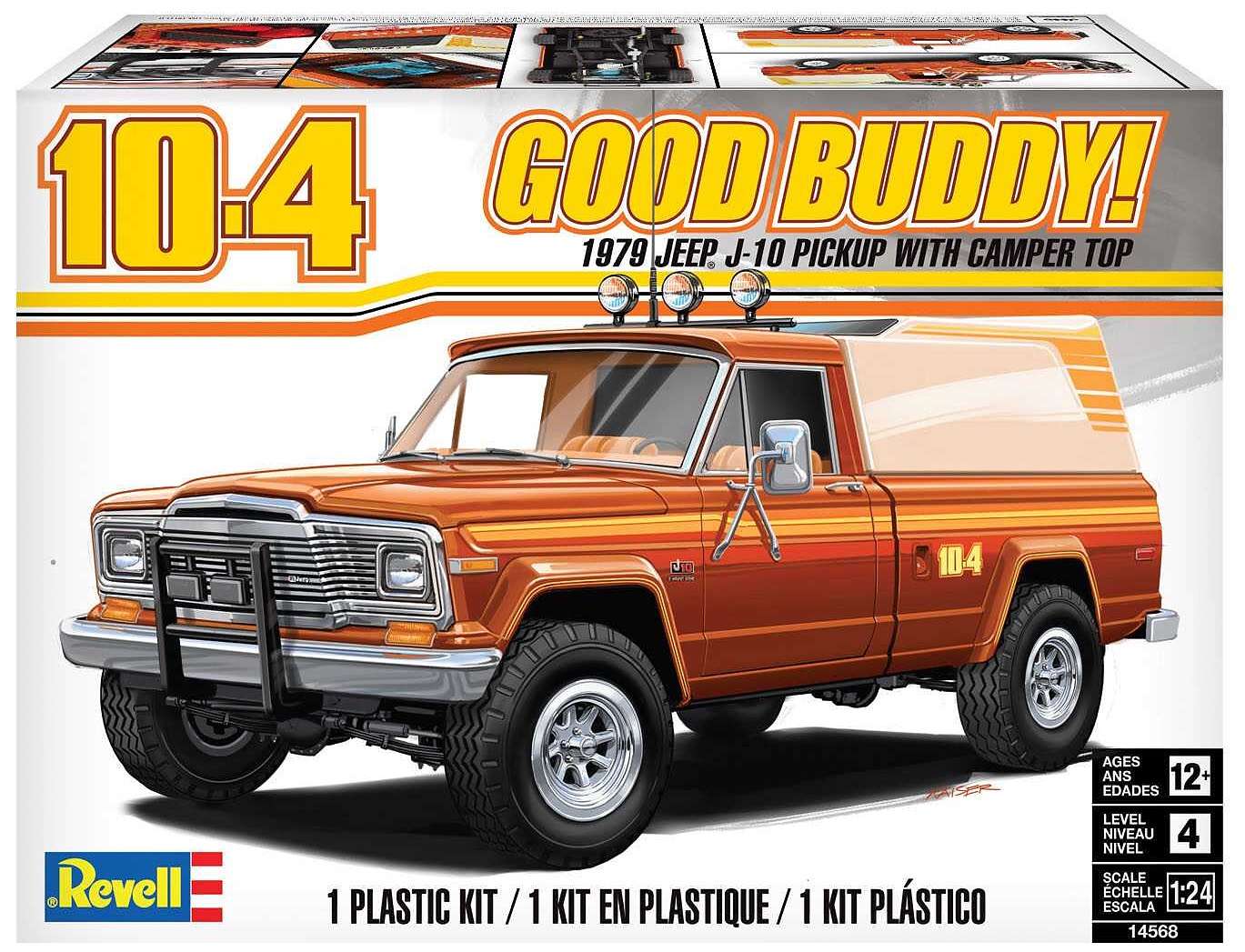 Jeep J-10 pickup with camper (1:24)