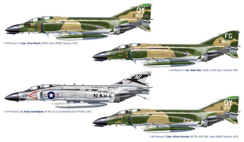 Letadlo F-4 C-D-J PHANTOM II ACES USAF-US Navy Vietnam ACES (Italeri 1:72)