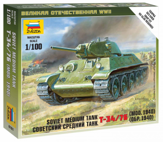 Wargames (WWII) Soviet Medium Tank T-34-76 (Zvezda 1:100)