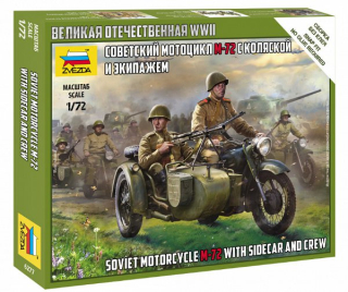 Soviet M-72 Sidecar Motorcycle w-Crew (Zvezda 1:72)